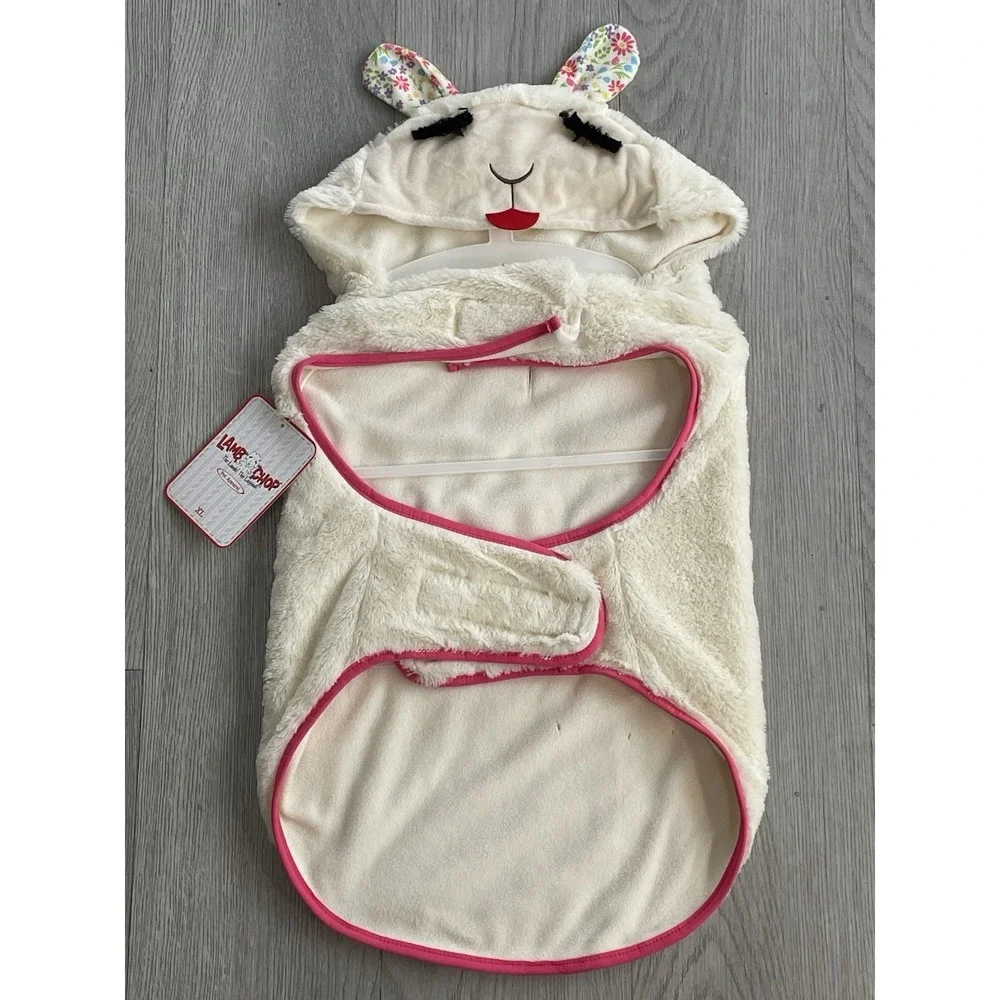 NEW READ Cute Lamb Chop w/ Bunny Ears Fluffy Dog Costume & Squeak Toy - Size XL‎